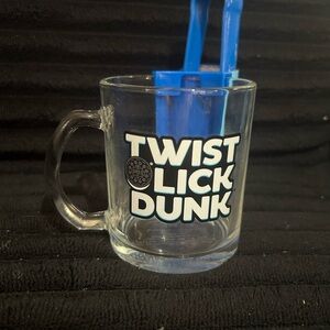 Oreo Twist Lick Dunk Clear Glass Mug - Blue Accents